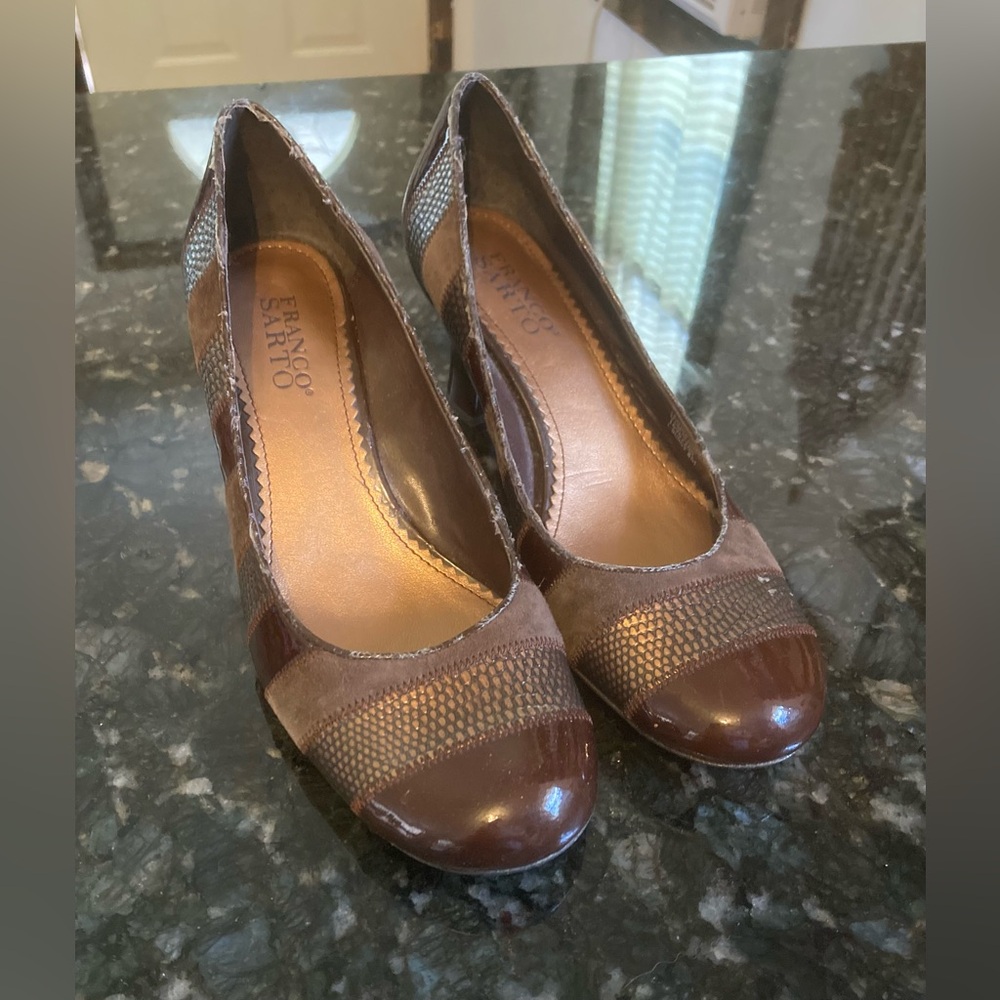Franco Sarto Two-Tone Brown Heels
